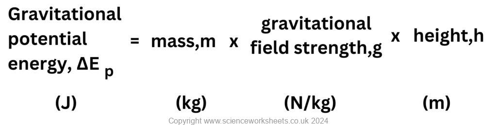 Ep Physics AQA GCSE Gravitational potential energy - Science Worksheets