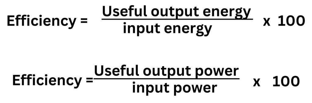 Efficiency formula using both energy and power for gcse physics and gcse combined science.