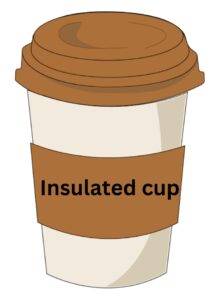 Insulated cup, to reduce conduction and thermal conductivity