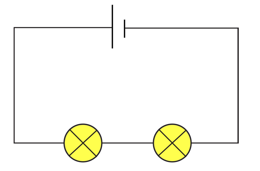 Series circuit with two bulbs and one cell