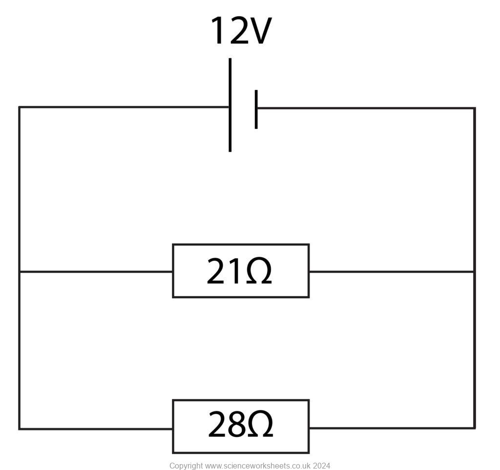 Parallel circuit, current calculation using V = IR