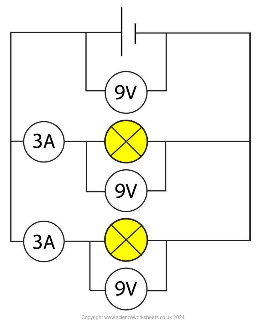 Calculation of current in a parallel circuit, using V = IR