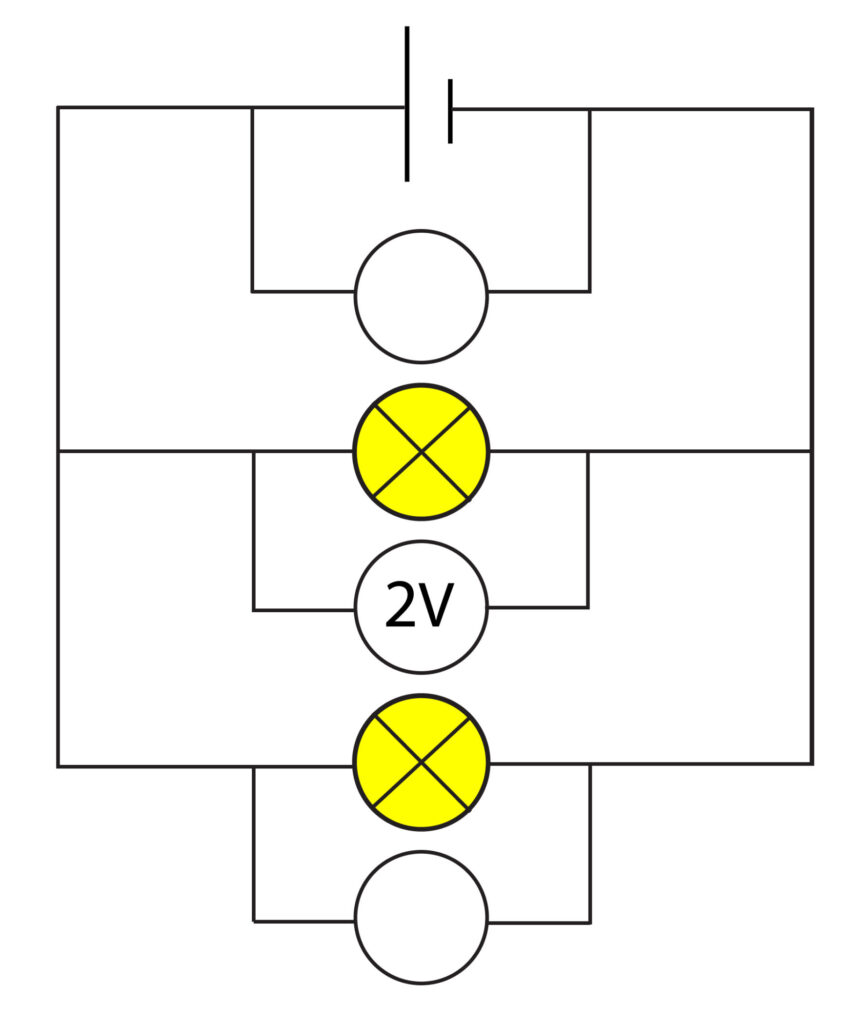 Calculating the potential difference in a parallel circuit, using parallel circuit rules