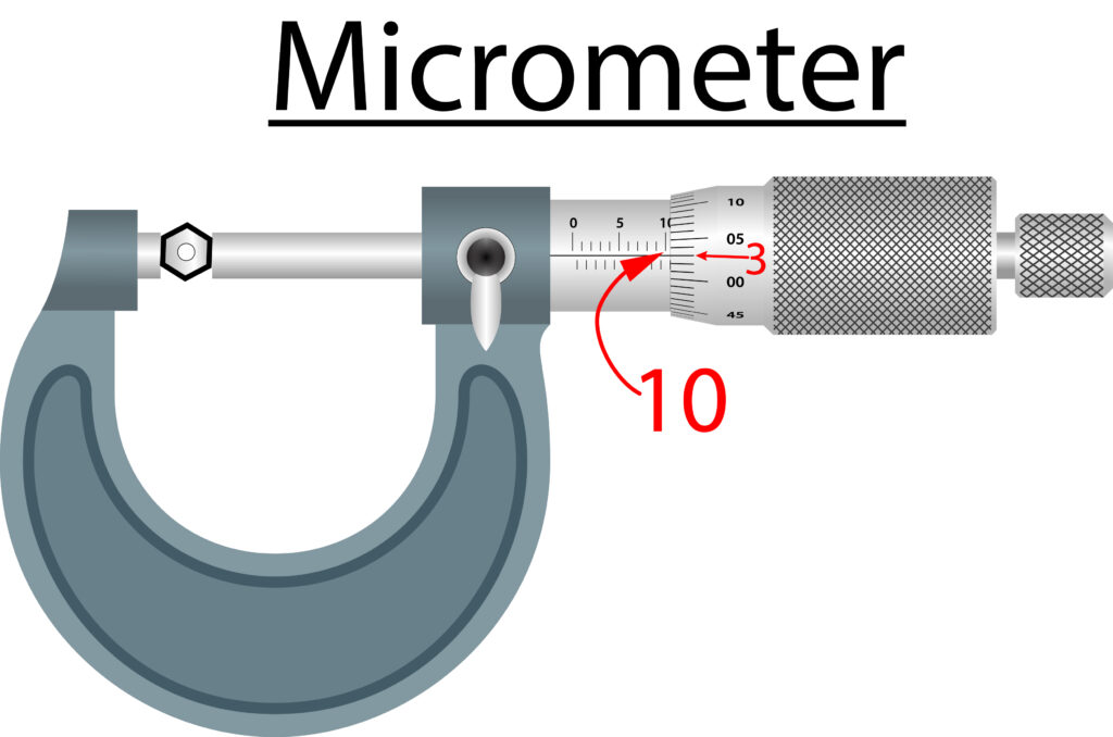 Image of a micrometer measuring the size of a nut