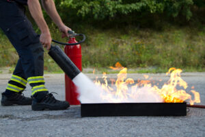 Gas expanding from fire extinguisher