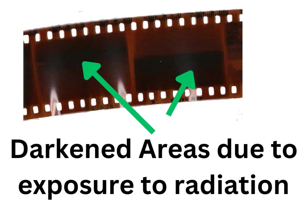 Photographic film that has been exposed to radiation 