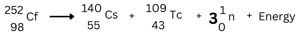 Spontaneous complete nuclear fission equation