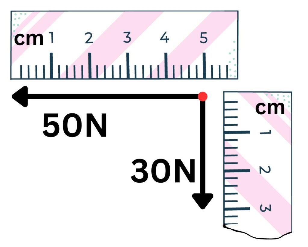 Vector diagram drawn to scale for forces