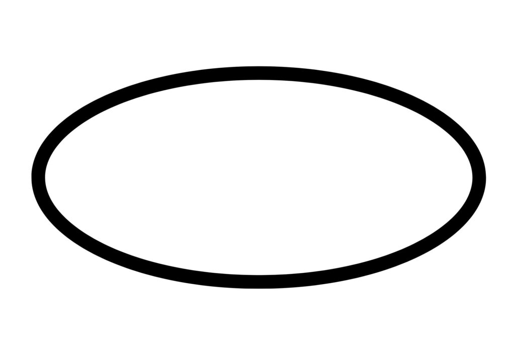 Oval diagram for drawing on the centre of mass or centre of gravity