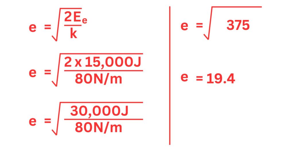 Steps showing how to calculate the elastic potential energy