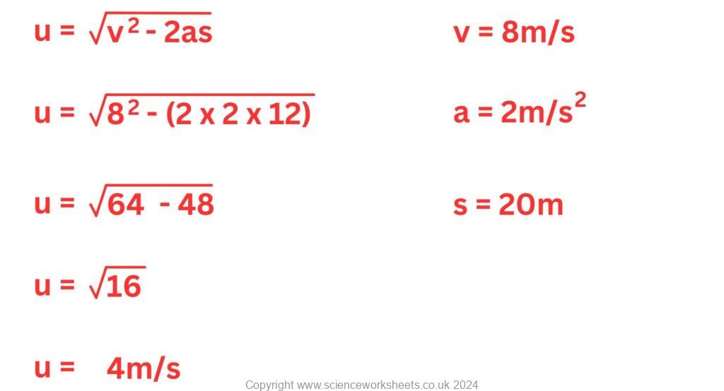 equation motion worked example to find initial velocity