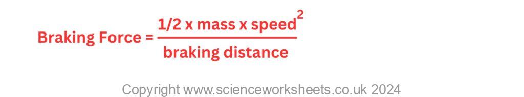 Braking Distance Formula Triangle AQA GCSE Braking Distance - Science Worksheets