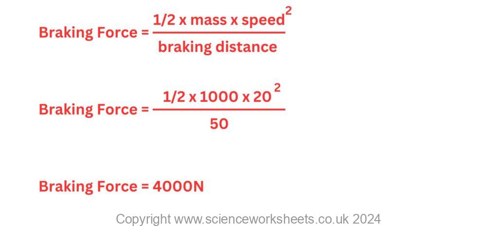 Braking force of the vehicle calculation with a worked example