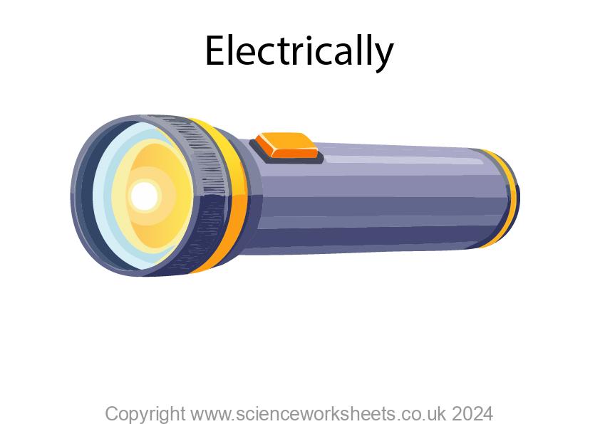 Battery powered torch transferring energy electrically