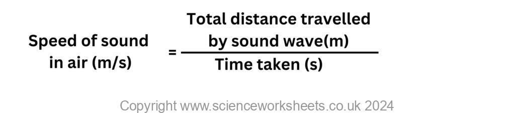 Speed of sound in air is total distance travelled by sound wave divided by time taken