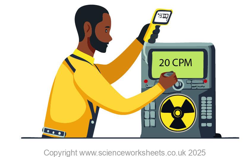 Man using a geiger counter to detect radiation