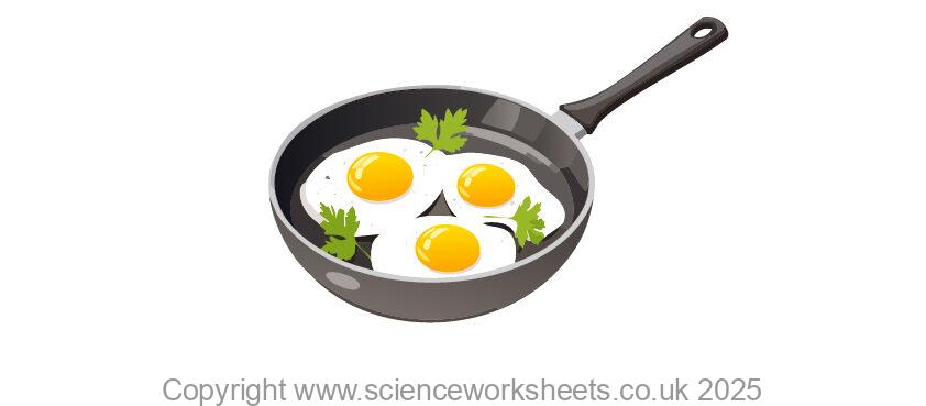 Frying eggs in a frying pan to show energy transfer