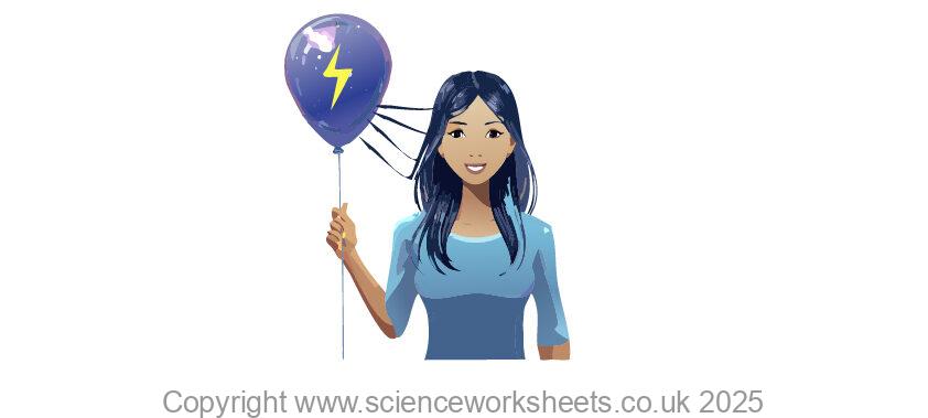 Woman with balloon, static electricity