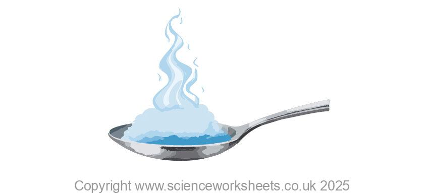Dry ice on a spoon undergoing sublimation