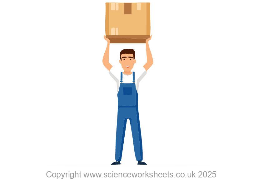 Man doing work by lifting a heavy box above his head