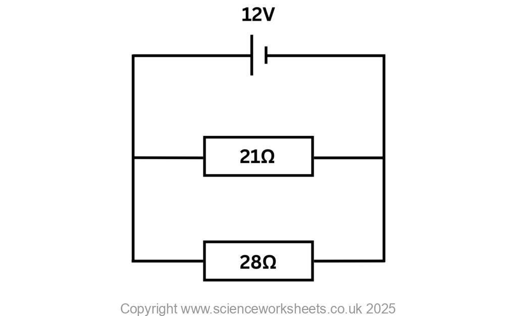 Calculating current in a parallel circuit with two resistors