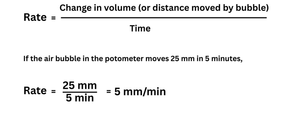 Rate of transpiration formula