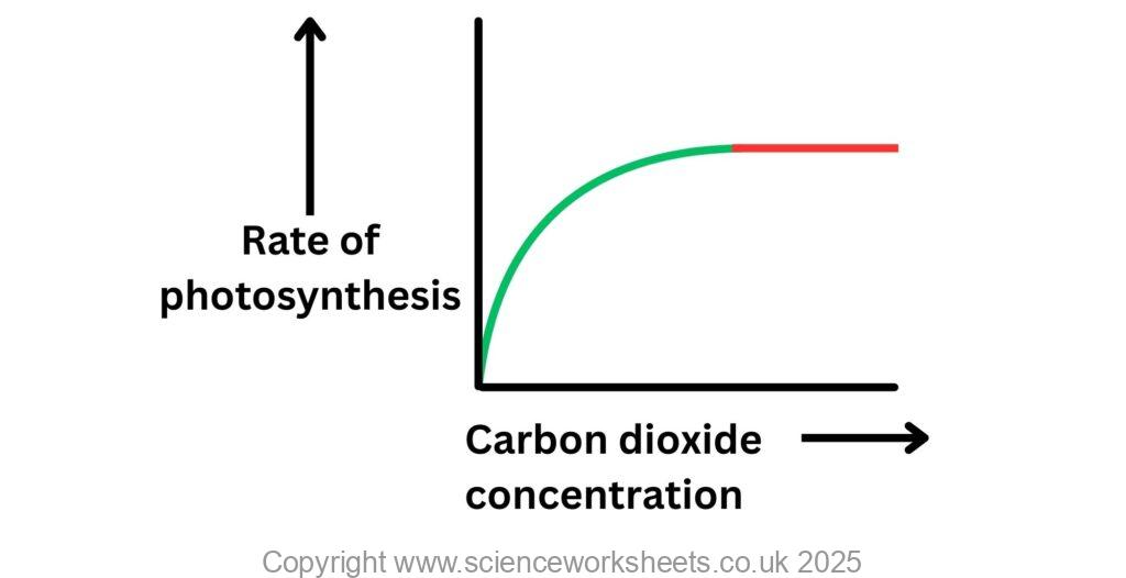 Graph to show how carbon dioxide acts as a limiting factor for photosynthesis