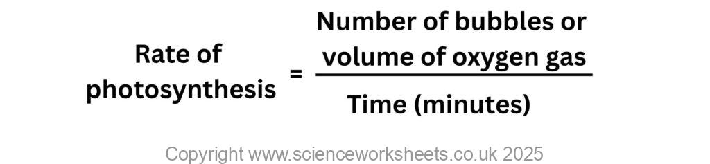 Formula to calculate the rate of photosynthesis