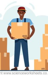 Man lifting boxes-100 Man lfing boxes showing the boxes increasing their gravitational potential energy store