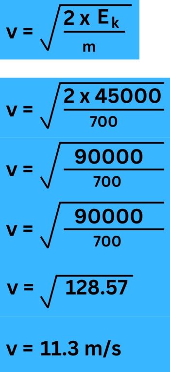 kinetic energy rearranged to make velocity the subject