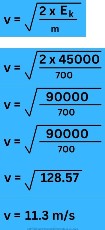 kinetic energy rearranged to make velocity the subject